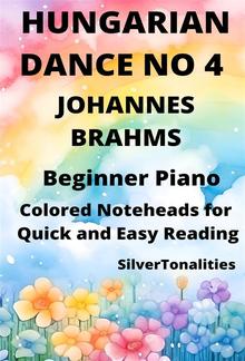 Hungarian Dance Number 4 Beginner Piano Sheet Music with Colored Notation PDF