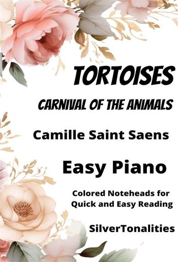 Tortoises Carnival of the Animals Easy Piano Sheet Music with Colored Notation PDF