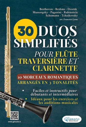 30 Duos Simplifiés pour Flûte Traversière et Clarinette | 10 Morceaux Romantiques arrangés en 3 tonalités PDF