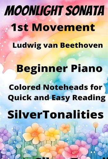 Moonlight Sonata Beginner Piano Sheet Music with Colored Notation PDF