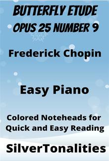 Butterfly Etude Opus 25 Number 9 Easy Piano Sheet Music with Colored Notation PDF