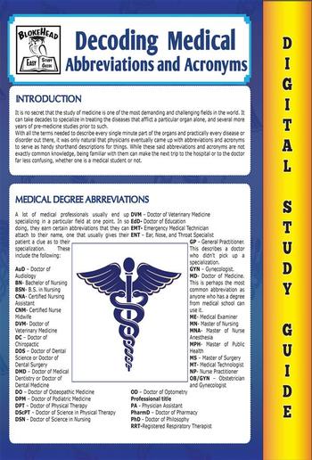 Medical Abbreviations and Acronyms (Blokehead Easy Study Guide) PDF