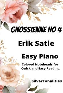 Gnossienne Number 4 Easy Piano Sheet Music with Colored Notation PDF