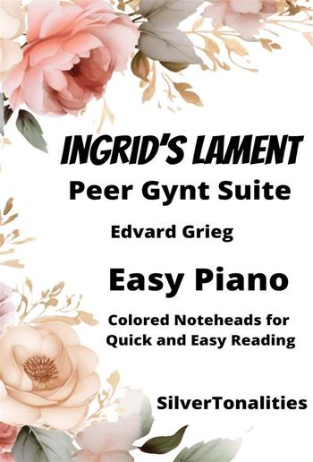 Ingrid's Lament Peer Gynt Suite Easy Piano Sheet Music with Colored Notation PDF