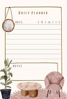 Beige Brown Home Decor Daily Planner PDF