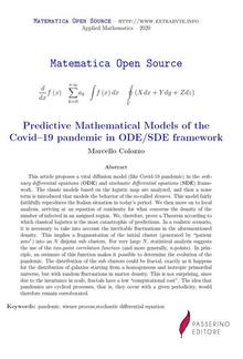 Predictive Mathematical Models of the Covid–19 pandemic in ODE/SDE framework PDF