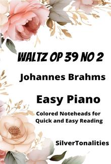 Waltz Opus 39 Number 2 Easy Piano Sheet Music with Colored Notation PDF