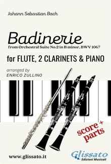 "Badinerie" for Flute, 2 Clarinets and Piano (score & parts) PDF