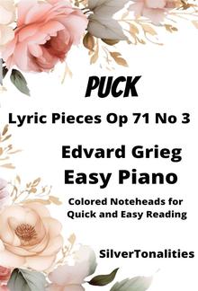 Puck Lyric Pieces Opus 71 Number 3 Easy Piano Sheet Music with Colored Notation PDF