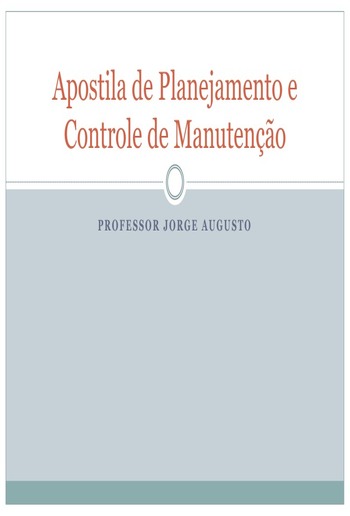 Apostila de Planejamento e Controle de Manutenção PDF