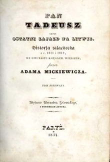 Pan Tadeusz / Czyli Ostatni Zajazd na Litwie. Historja Szlachecka z r. 1811 i 1812 PDF