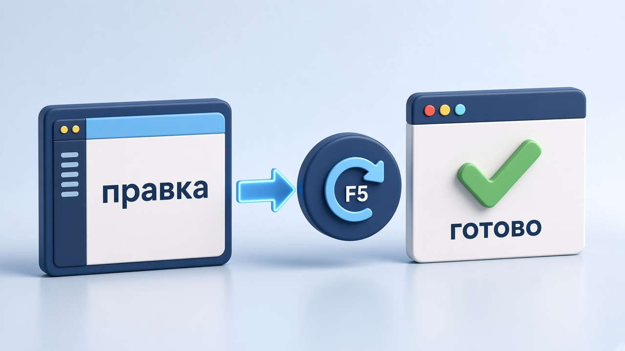 Шесть шагов: найти, исправить, сохранить, F5