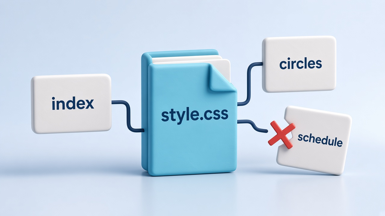 Три страницы и подключение style.css