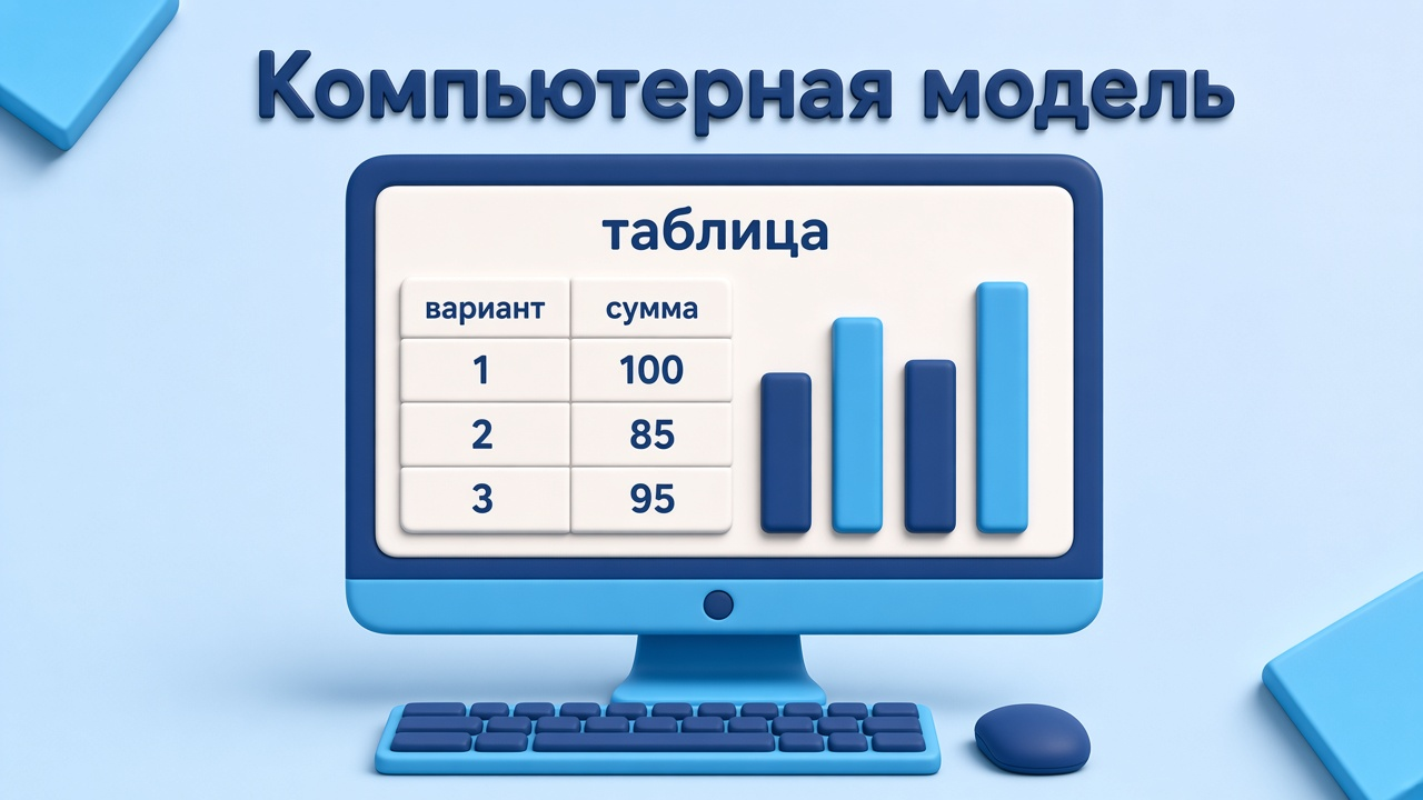 Компьютер показывает таблицу вариантов