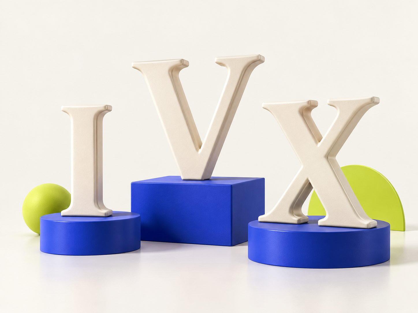 Учебная иллюстрация: римские символы I, V и X