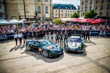 Full team / Patrick Dempsey (USA) / Joe Foster (USA) / Patrick Long (USA) driving the #77 LMGTE AM Dempsey Racing Proton (USA) Porsche 911 GT3 RSR - Christian Ried (DEU) / Klaus Bachler (AUT) / Khaled Al Qubaisi (ARE) driving the #88 LMGTE AM Proton Compe