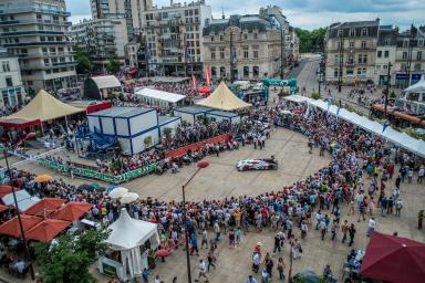 Scrutineering - Lucas Di Grassi (BRA) / Loic Duval (FRA) / Tom Kristensen (DNK) driving the #1 LMP1 Audi Sport Team Joest (DEU) Audi R18 e-tron quattro / 24 Heures du Mans / Place de la Republique / France