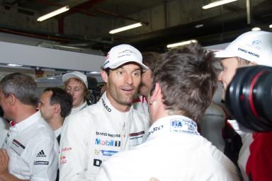 Mark Webber (AUS) celebrates with Romain Dumas (FRA) after Romain Dumas (FRA) / Neel Jani (CHE) / Marc Lieb (DEU) / Car #14 LMP1 Porsche Team (DEU) Porsche 919 Hybrid  achieves pole Qualifying - LMP1 & LMP2 - 6 Hours of Shanghai at Shanghai International 