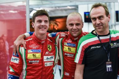 AF Corse Team - James Calado Car #71 Gimmi Bruni Car #51 and Amato Ferrari after LMGTE PRO & AM - 6 Hours of Bahrain at Bahrain International Circuit - Sakhir - Bahrain Car #51 / AF CORSE (ITA) / Ferrari F458 Italia / Gianmaria Bruni (ITA) / Toni Vilander