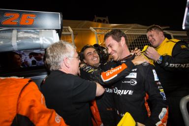 Car #26 / G-DRIVE RACING (RUS) / Ligier JS P2 - Nissan / Roman Rusinov (RUS) / Julien Canal (FRA) / Sam Bird (GBR), celebrations- 6 Hours of Bahrain at Bahrain International Circuit - Sakhir - Bahrain 