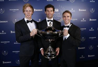 Brendon Hartley, Mark Webber and Timo Bernhard, portrait during the FIA Prize Giving 2015 on December 4th 2015, at Paris, France. Photo Jean Michel Le Meur / DPPI