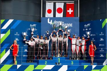 #7 TOYOTA GAZOO RACING / JPN / Toyota TS050 - Hybrid - Hybrid / Mike Conway (GBR) / Kamui Kobayashi (JPN) / Jose Maria Lopez (ARG) -#8 TOYOTA GAZOO RACING / JPN / Toyota TS050 - Hybrid - Hybrid / Sebastien Buemi (CHE) / Brendon Hartley (NZL) / Kazuki Nakajima (JPN) -#3 REBELLION RACING / CHE / Rebellion R-13 -Gibson - Nathanael Berthon (FRA) / Pipo Derani (BRA) / Loic Duval (FRA) -  4 hours of Silverstone - Silverstone  - Towcester - Great Britain  -