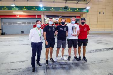 LM GTE AM - #90 TF SPORT / GBR / Aston Martin V8 Vantage - Jonathan Adam (GRB) / Charles Eastwood (IRL) / Salih Yoluc (TUR) - Tom Ferrier - ACO President Pierre Fillon -- 8 hours of Bahrain - Bahrain International Circuit - Sakhir - Bahrain