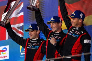 06 ESTRE Kevin (fra), LOTTERER Andr? (ger), VANTHOOR Laurens (bel), Porsche Penske Motorsport, Podium celebration during the Qatar Airways Qatar 1812 KM, 1st round of the 2024 FIA World Endurance Championship, from February 29 to March 02, 2024 on the Losail International Circuit in Lusail, Qatar - Photo Marius Hecker / DPPI