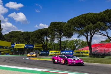 85 BOVY Sarah (bel), PIN Doriane (fra), GATTING Michelle (dnk), Iron Dames, Lamborghini Huracan GT3 Evo2 #85, LM GT3, action during the 2024 6 Hours of Imola, 2nd round of the 2024 FIA World Endurance Championship, from April 18 to 21, 2024 on the Autodromo Internazionale Enzo e Dino Ferrari in Imola - Photo Julien Delfosse / DPPI