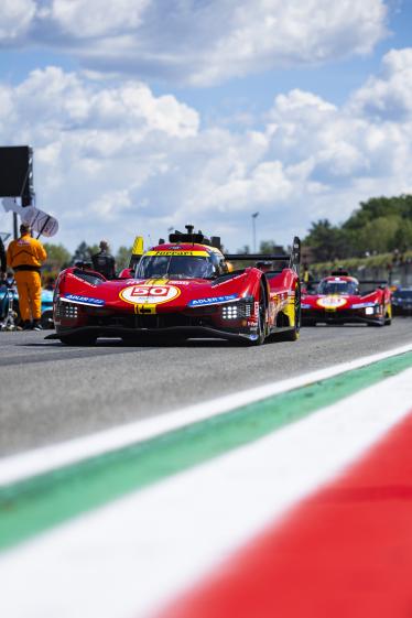 50 FUOCO Antonio (ita), MOLINA Miguel (spa), NIELSEN Nicklas (dnk), Ferrari AF Corse, Ferrari 499P #50, Hypercar, action on the grid during the 2024 6 Hours of Imola, 2nd round of the 2024 FIA World Endurance Championship, from April 18 to 21, 2024 on the Autodromo Internazionale Enzo e Dino Ferrari in Imola - Photo Julien Delfosse / DPPI