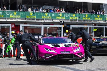 85 BOVY Sarah (bel), PIN Doriane (fra), GATTING Michelle (dnk), Iron Dames, Lamborghini Huracan GT3 Evo2 #85, LM GT3, action on the grid during the 2024 6 Hours of Imola, 2nd round of the 2024 FIA World Endurance Championship, from April 18 to 21, 2024 on the Autodromo Internazionale Enzo e Dino Ferrari in Imola - Photo Julien Delfosse / DPPI