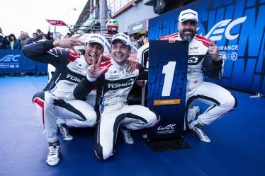 31 FARFUS Augusto (bra), GELAEL Sean (ind), LEUNG Darren (gbr), Team WRT, BMW M4 GT3 #31, LM GT3, action celebrating their win during the 2024 6 Hours of Imola, 2nd round of the 2024 FIA World Endurance Championship, from April 18 to 21, 2024 on the Autodromo Internazionale Enzo e Dino Ferrari in Imola - Photo Julien Delfosse / DPPI