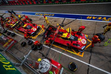 50 FUOCO Antonio (ita), MOLINA Miguel (spa), NIELSEN Nicklas (dnk), Ferrari AF Corse, Ferrari 499P #50, Hypercar, action pit stop during the 2024 6 Hours of Imola, 2nd round of the 2024 FIA World Endurance Championship, from April 18 to 21, 2024 on the Autodromo Internazionale Enzo e Dino Ferrari in Imola, Italy - Photo Javier Jimenez / DPPI