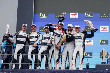 31 FARFUS Augusto (bra), GELAEL Sean (ind), LEUNG Darren (gbr), Team WRT, BMW M4 GT3 #31, LM GT3, 46 MARTIN Maxime (bel), ROSSI Valentino (ita), AL HARTHY Ahmad (omn) Team WRT, BMW M4 GT3 #46, LM GT3, portrait podium during the 2024 6 Hours of Imola, 2nd round of the 2024 FIA World Endurance Championship, from April 18 to 21, 2024 on the Autodromo Internazionale Enzo e Dino Ferrari in Imola, Italy - Photo Clément Luck / DPPI