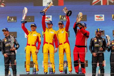 83 KUBICA Robert (pol), SHWARTZMAN Robert (isr), YE Yifei (chn), AF Corse, Ferrari 499P #83, Hypercar, portrait podium during the 2024 6 Hours of Imola, 2nd round of the 2024 FIA World Endurance Championship, from April 18 to 21, 2024 on the Autodromo Internazionale Enzo e Dino Ferrari in Imola, Italy - Photo Clément Luck / DPPI