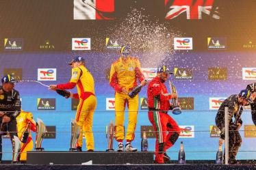 83 KUBICA Robert (pol), SHWARTZMAN Robert (isr), YE Yifei (chn), AF Corse, Ferrari 499P #83, Hypercar, portrait podium during the 2024 6 Hours of Imola, 2nd round of the 2024 FIA World Endurance Championship, from April 18 to 21, 2024 on the Autodromo Internazionale Enzo e Dino Ferrari in Imola, Italy - Photo Clément Luck / DPPI