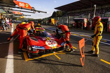 50 FUOCO Antonio (ita), MOLINA Miguel (spa), NIELSEN Nicklas (dnk), Ferrari AF Corse, Ferrari 499P #50, Hypercar, action pit stop during the 2024 TotalEnergies 6 Hours of Spa-Francorchamps, 3rd round of the 2024 FIA World Endurance Championship, from May 8 to 11, 2024 on the Circuit de Spa-Francorchamps in Stavelot, Belgium - Photo Julien Delfosse / DPPI