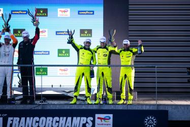 60 SCHIAVONI Claudio (ita), CRESSONI Matteo (ita), PERERA Franck (fra), Iron Lynx, Lamborghini Huracan GT3 Evo2 #60, LM GT3, podium during the 2024 TotalEnergies 6 Hours of Spa-Francorchamps, 3rd round of the 2024 FIA World Endurance Championship, from May 8 to 11, 2024 on the Circuit de Spa-Francorchamps in Stavelot, Belgium - Photo Joao Filipe / DPPI