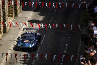 27 JAMES Ian (usa), MANCINELLI Daniel (ita), RIBERAS Alex (spa), Heart of Racing Team, Aston Martin Vantage GT3 #27, LM GT3, FIA WEC, action during the City Centre Procession of the 2024 24 Hours of Le Mans, 4th round of the 2024 FIA World Endurance Championship, on June 8, 2024 in Le Mans, France - Photo Julien Delfosse / DPPI