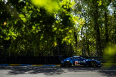 27 JAMES Ian (usa), MANCINELLI Daniel (ita), RIBERAS Alex (spa), Heart of Racing Team, Aston Martin Vantage GT3 #27, LM GT3, FIA WEC, action during the Free Practice 2 - Test Day of the 2024 24 Hours of Le Mans, 4th round of the 2024 FIA World Endurance Championship, on the Circuit des 24 Heures du Mans, on June 9, 2024 in Le Mans, France - Photo Javier Jimenez / DPPI