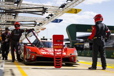 311 DERANI Luis Felipe (bra), AITKEN Jack (gbr), DRUGOVICH Felipe (bra), Whelen Cadillac Racing, Cadillac V-Series.R #311, Hypercar, action during the Free Practice 2 - Test Day of the 2024 24 Hours of Le Mans, 4th round of the 2024 FIA World Endurance Championship, on the Circuit des 24 Heures du Mans, on June 9, 2024 in Le Mans, France - Photo Julien Delfosse / DPPI