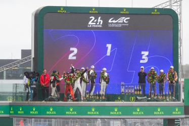 183 PERRODO François (fra), BARNICOAT Ben (gbr), VARRONE Nicolas (arg), AF Corse, Oreca 07 - Gibson #183, LMP2 PRO/AM, action during the podium of the 2024 24 Hours of Le Mans, 4th round of the 2024 FIA World Endurance Championship, on the Circuit des 24 Heures du Mans, from June 15 to 16, 2024 in Le Mans, France - Photo Javier Jimenez / DPPI