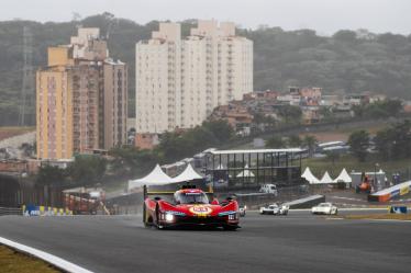 51 PIER GUIDI Alessandro (ita), CALADO James (gbr), GIOVINAZZI Antonio (ita), Ferrari AF Corse, Ferrari 499P #51, Hypercar, action during the 2024 Rolex 6 Hours of Sao Paulo, 5th round of the 2024 FIA World Endurance Championship, from July 12 to 14, 2024 on the Autódromo José Carlos Pace in Interlagos, Brazil - Photo Javier Jimenez / DPPI