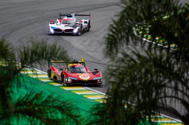 51 PIER GUIDI Alessandro (ita), CALADO James (gbr), GIOVINAZZI Antonio (ita), Ferrari AF Corse, Ferrari 499P #51, Hypercar, action during the 2024 Rolex 6 Hours of Sao Paulo, 5th round of the 2024 FIA World Endurance Championship, from July 12 to 14, 2024 on the Autódromo José Carlos Pace in Interlagos, Brazil - Photo Javier Jimenez / DPPI