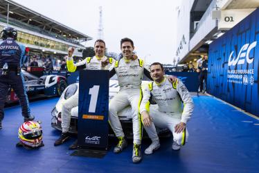 92 MALYKHIN Aliaksandr (kna), STURM Joel (ger), BACHLER Klaus (aut), Manthey Purerxcing, Porsche 911 GT3 R #91, LM GT3, celebrating their win during the 2024 Rolex 6 Hours of Sao Paulo, 5th round of the 2024 FIA World Endurance Championship, from July 12 to 14, 2024 on the Autódromo José Carlos Pace in Interlagos, Brazil - Photo Julien Delfosse / DPPI