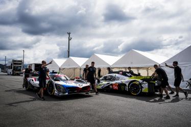 20 VAN DER LINDE Sheldon (zaf), FRIJNS Robin (nld), RAST René (ger), BMW M Team WRT, BMW Hybrid V8 #20, Hypercar, 94 DUVAL Loïc (fra), DI RESTA Paul (gbr), VANDOORNE Stoffel (bel), Peugeot TotalEnergies, Peugeot 9x8 #94, Hypercar, scrutineering, verifications techniques, during the 2024 6 Hours of Fuji, 7th round of the 2024 FIA World Endurance Championship, from September 13 to 15, 2024 on the Fuji Speedway in Oyama, Shizuoka, Japan - Photo Charly Lopez / DPPI