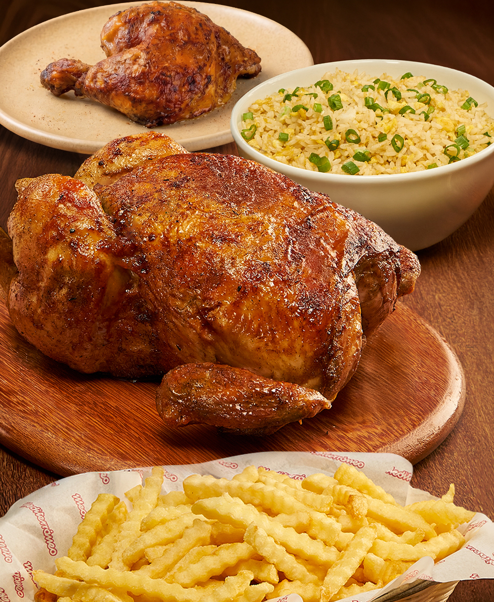 Promo: Pollo Mostrito + 1/4 gratis-1 Pollo con papas y arroz chaufa. Además, un 1/4 de pollo sin papas gratis con 6 salsas a elección.