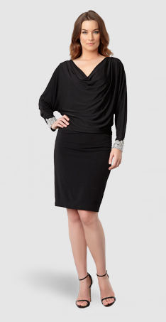 Crystal Cuff Long Sleeve Cocktail Dress by David Meister