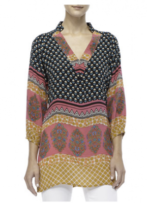 Tolani Chandra Long Printed Silk Tunic