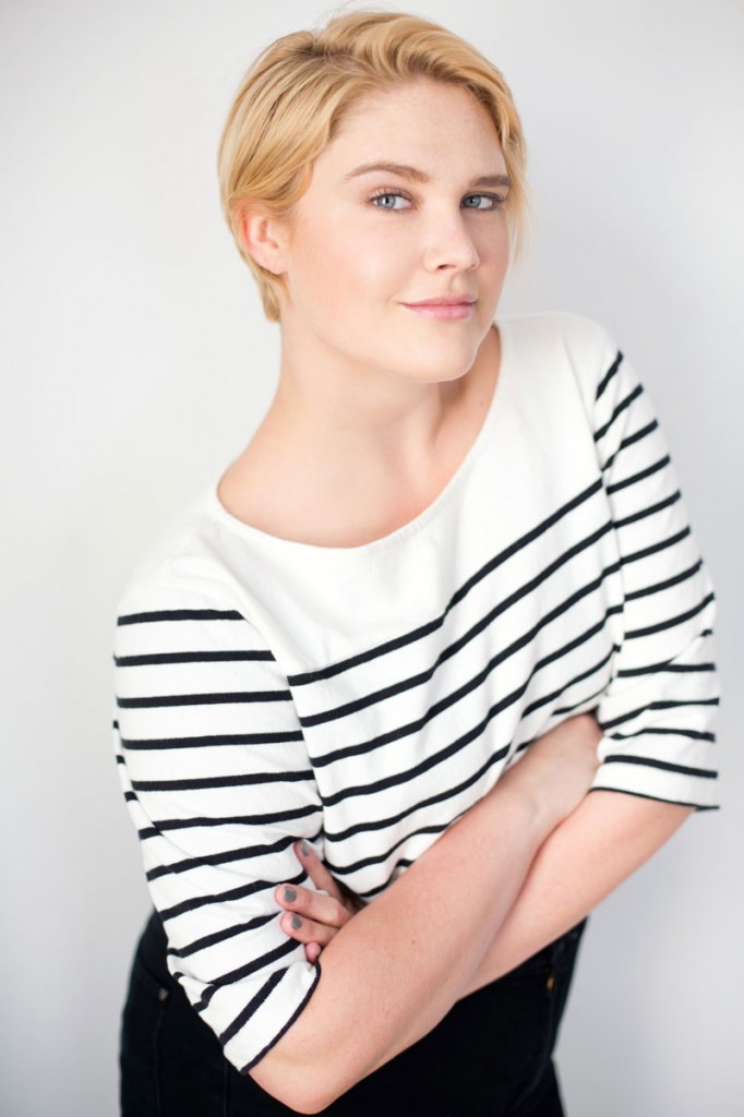 Lily Cummings New Haircut in White Stripe Blouse